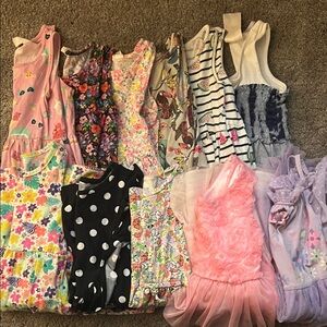 Girls Floral & Patterned Dress Bundle - Pink, Purple, Black, White, Floral